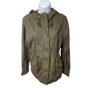 Love Tree Hooded Utility Jacket Large | Olive Green, Cotton, Good Condition